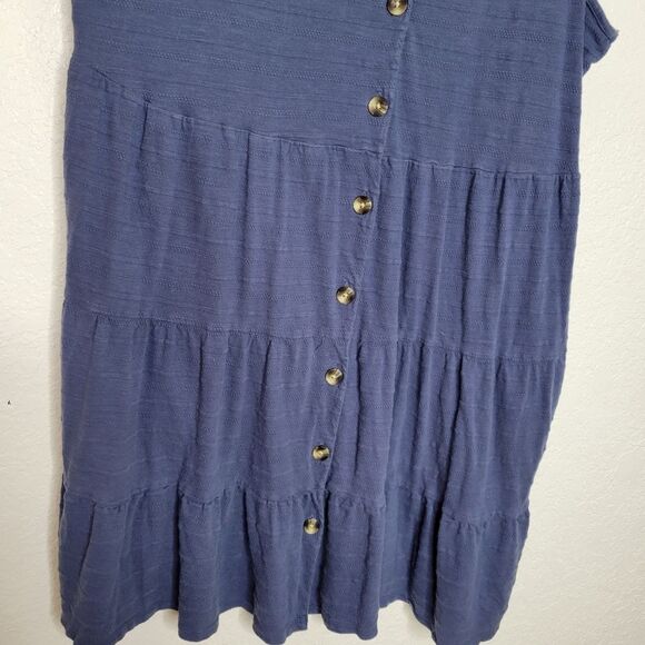 Sonoma Size XXL Blue Sleeveless Tank Tiered Button Front Midi Dress with Pockets - Picture 3 of 9